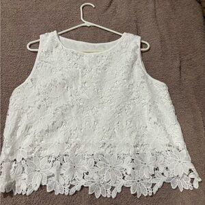 SHEIN White Floral Lace Tank Top